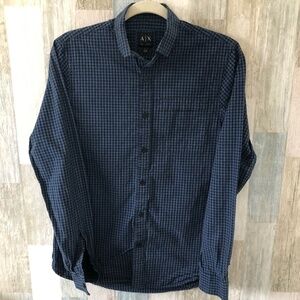 A/X ARMANI EXCHANGE Blue Black Check Button Up Shirt Men's size XS